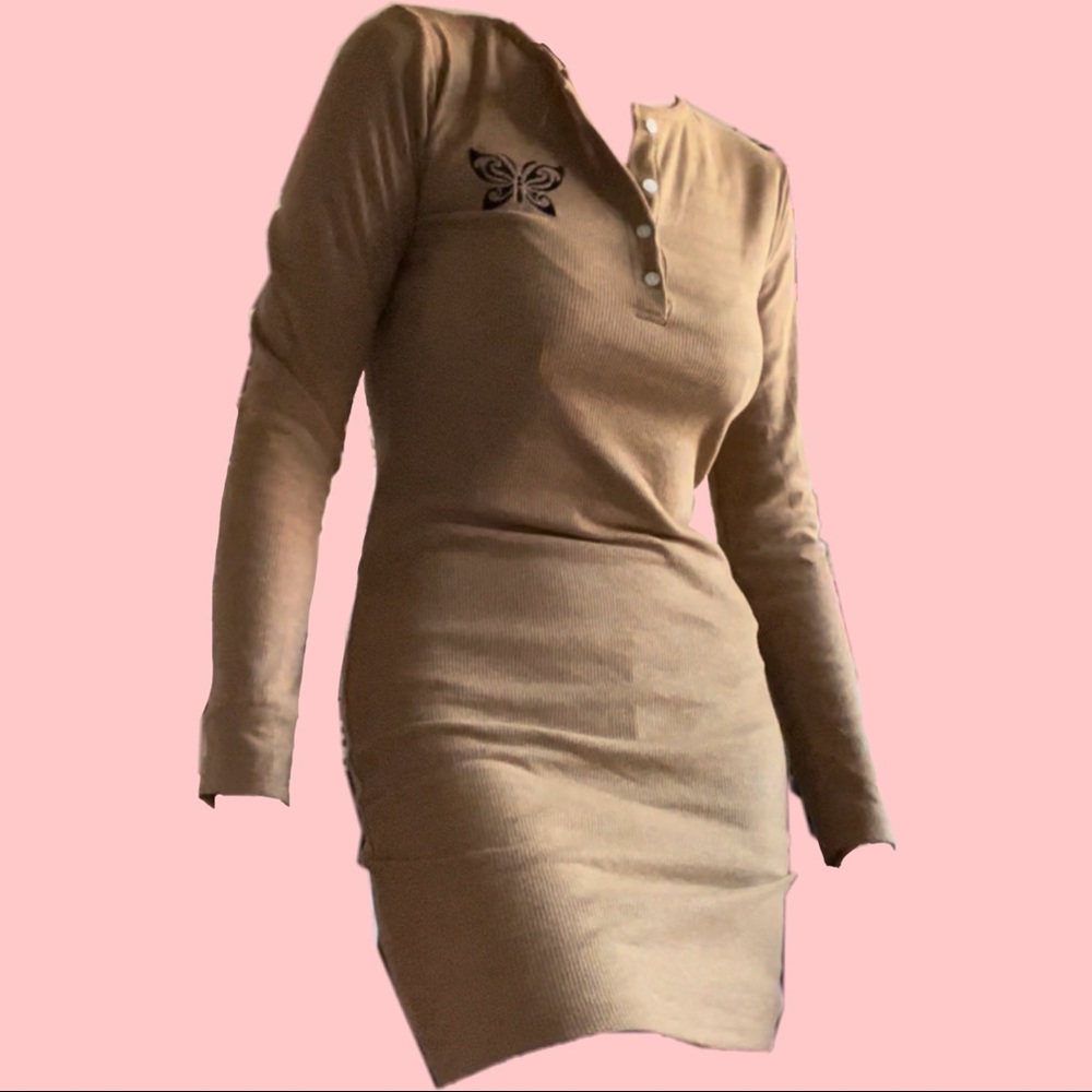 Long fitted sweater dress